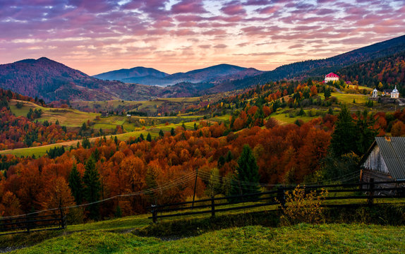 exquisite autumn sunrise in mountainous countryside