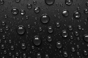 water drops on black background. Macro.