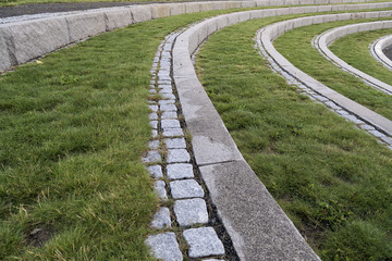 Curved Steps with Stone and Grass