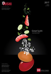 Poster of Sushi Restaurant Vector illustration