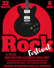 Rock music festival poster or flyer design. Vector illustration