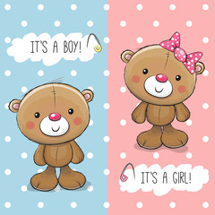 Baby Shower greeting card with Teddy Bears