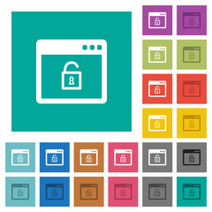 Unlock application square flat multi colored icons