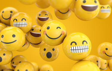 Emoji emoticon character background collection. 3D Rendering