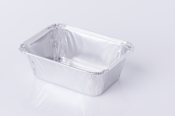 Aluminum foil tray on white