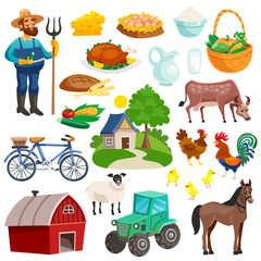 Collection Of Rural Decorative Cartoon Icons 