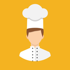 Chef character, icon isolated on background. Flat design style. Vector illustration.