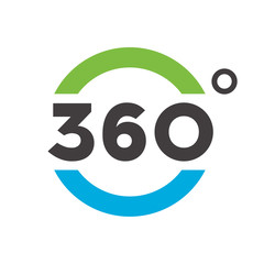 360 degrees company logo, vector colorful sign or icon