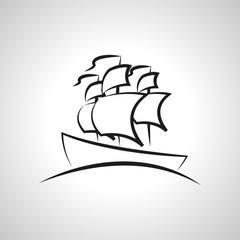 A simple vector illustration of a boat. Fountain sketch.