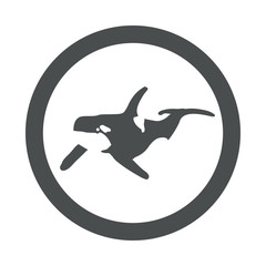 Naklejka premium Icono plano orca en espacio negativo en circulo color gris