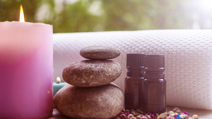 Spa. Towels, candles, fragrances.