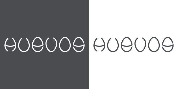 Logotipo tipografia huevos en gris y blanco