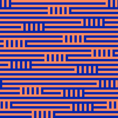 Abstract geometric seamless pattern. Orange and blue color combination. Clipping mask used.