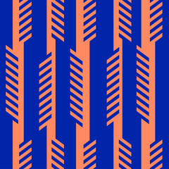 Abstract geometric seamless pattern. Orange and blue color combination. Clipping mask used.
