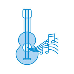 acoustic guitar with music notes vector illustration design