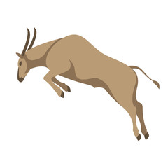 Antelope jumps vector illustration style flat