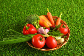 Fresh vegetables on a wooden table. Healthy food. Diet