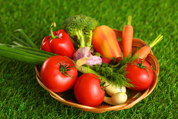 Fresh vegetables on a wooden table. Healthy food. Diet