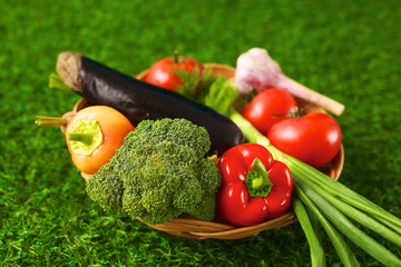 Fresh vegetables on a wooden table. Healthy food. Diet