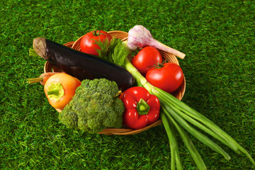 Fresh vegetables on a wooden table. Healthy food. Diet