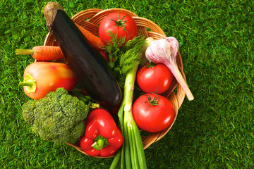 Fresh vegetables on a wooden table. Healthy food. Diet