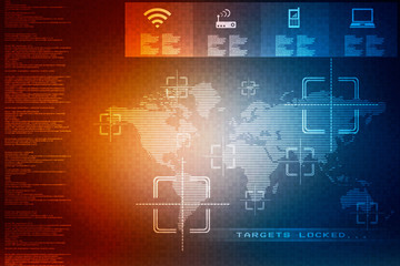 2d illustration world map abstract background