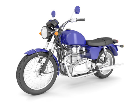 3d render blue isolated classic motorcycle.