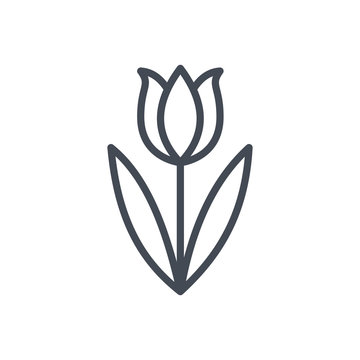 Easter holiday line icon tulip flower