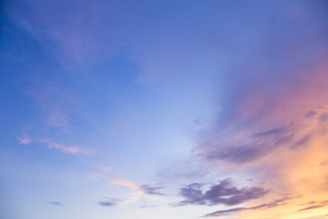 golden sky at dusk with colorful clouds Look beautiful.