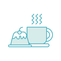 coffee cup with pudding vector illustration design