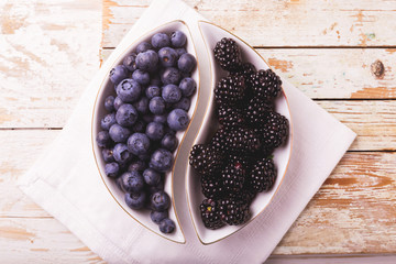 blackberry and blueberry. Healthy food concept. Top view