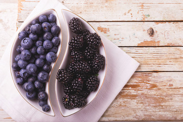 blackberry and blueberry. Healthy food concept. Top view