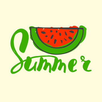 Hello Summer Lettering and watermelon