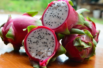 Cut open dragonfruit