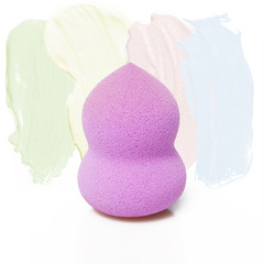 Cosmetic sponge with makeup samples