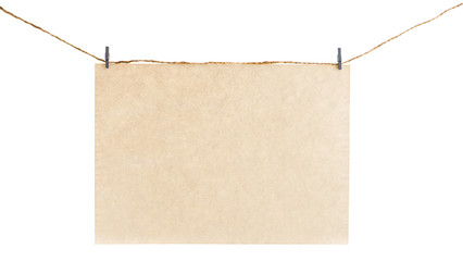 old vintage paper isolated on white background, frame for copyspace