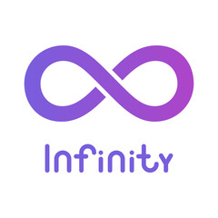 infinity symbol or sign. infinite icon. limitless logo. isolated on dark blue background. vector illustration