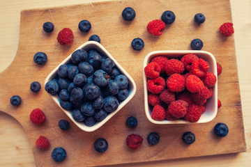 Blueberries and raspberries