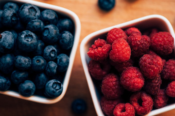 Blueberries and raspberries