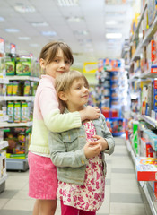 Two girlfriends   in   toy store