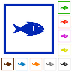 Fish flat framed icons