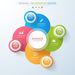 Business  infographic  template  the concept is circle option step with  full color icon can be used for diagram  infograph  chart  business presentation or web , Vector design element  illustration