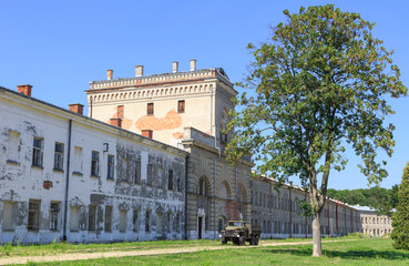 Old military barracks and water tower in Modlin Fortress (Twierdza Modlin), located in  Nowy Dwor Mazowiecki, on Narew river, 50 km north of Warsaw. 
