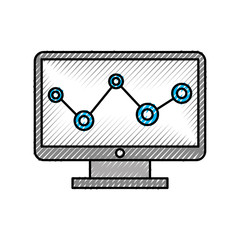computer desktop with statistics vector illustration design