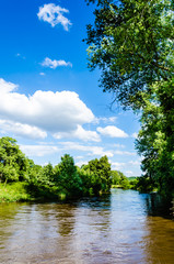 Awesome landscape with river and summer blue sky