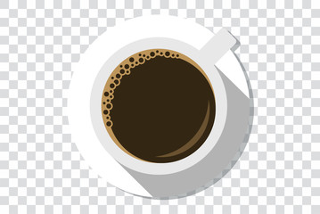 Kaffetasse mit Untersetzer auf transparentem Hintergrund