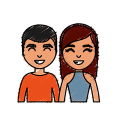 cartoon couple smiling icon