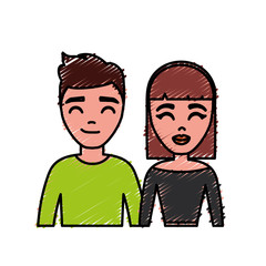 cartoon couple smiling icon