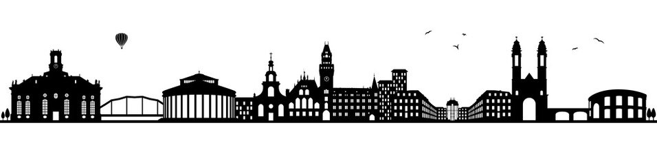 Saarbrücken Saarland Deutschland Skyline Silhouette Panorama schwarz