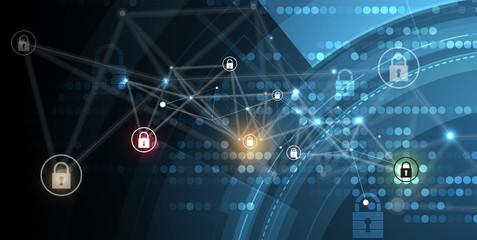 Cyber security and information or network protection. Future technology web services for business and internet project